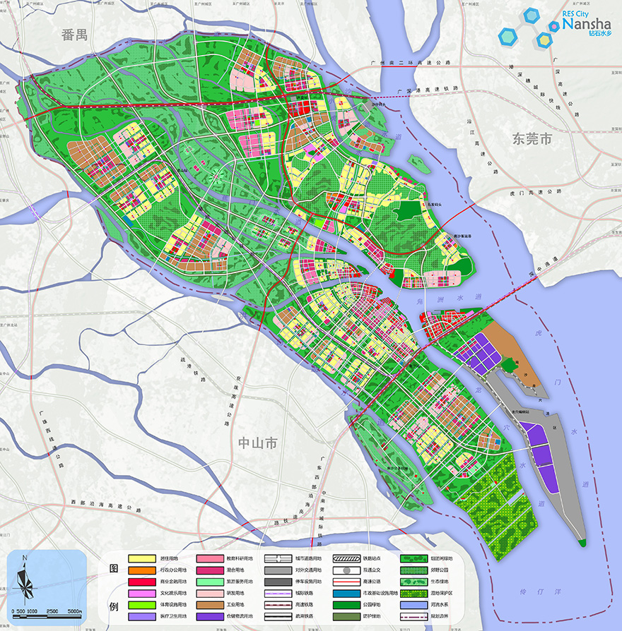 《广州南沙新区明珠湾区城市设计及起步区控制性详细规划》起步区城市设计（33k㎡）鸟瞰图